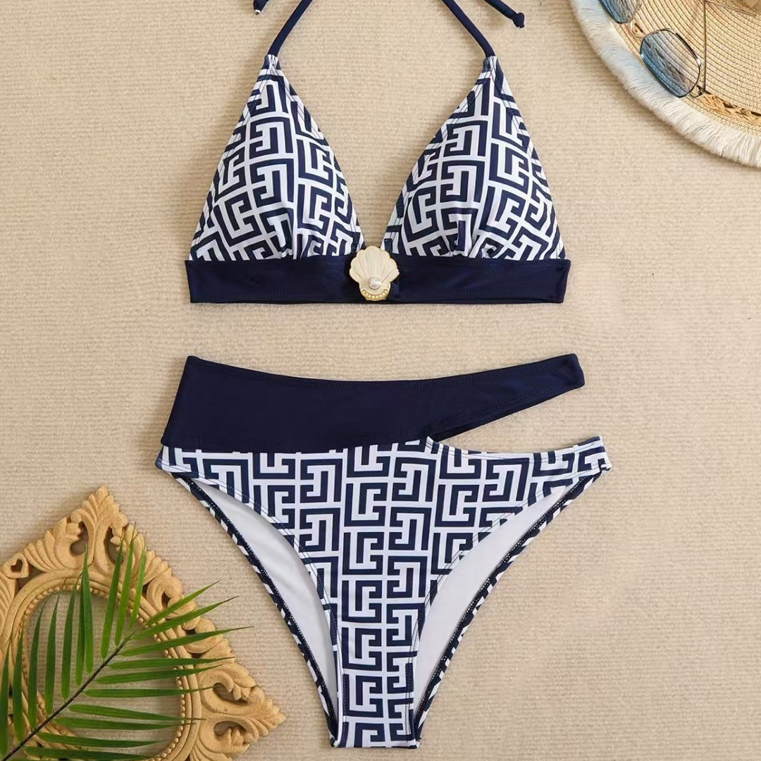 Damen Triangel-Bikini mit elegantem geometrischem Muster Drune