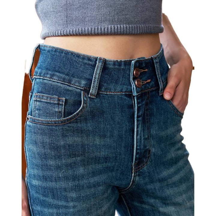 Damen Weit geschnittene Jeans mit hohem Bund und klassischem Denim-Look Drune
