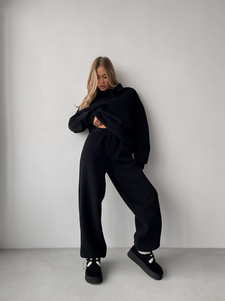Damen lässiger und modischer Oversized Jogginganzug mit Knopfleiste Drune