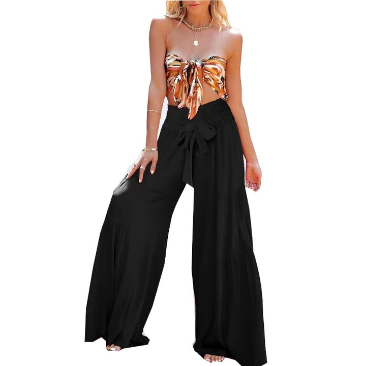 Damen Weitgeschnittene Sommerhose mit elastischem Bund und seitlichem Kordelzug Drune