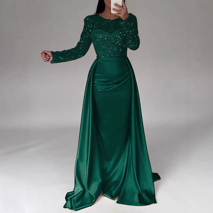 Damen Glamouröses Abendkleid mit funkelnden Perlen und fließendem Rock Drune