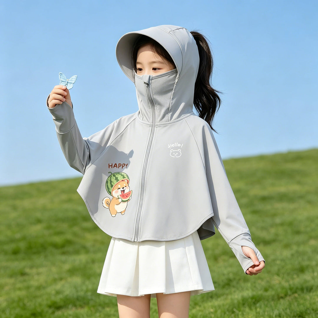 Kinder Sonnenschutzjacke mit Kapuze und atmungsaktivem Stoff Drune