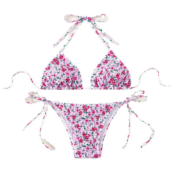 Damen Triangel-Bikini mit floralen Rüschen Drune