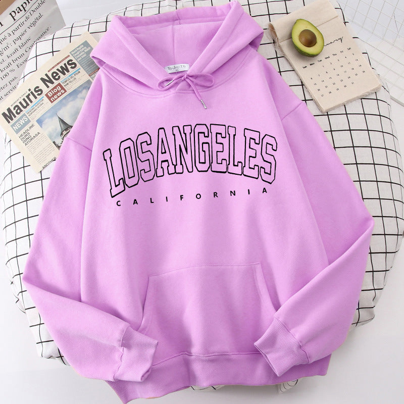 Damen Kapuzenpullover mit modernem Los Angeles Print und weitem Schnitt Drune