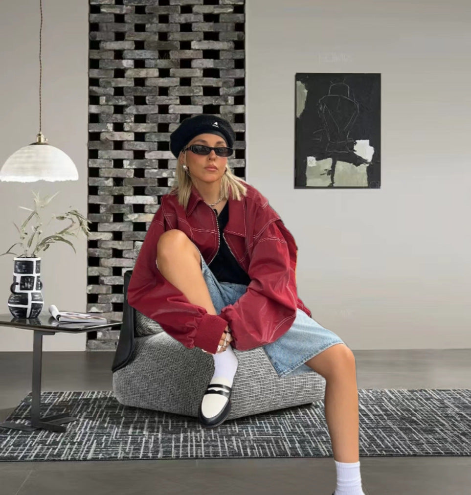 Damen modische Jacke mit trendigen Stickdetails und lässigem Schnitt Drune