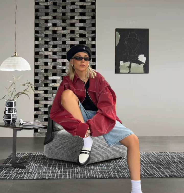 Damen modische Jacke mit trendigen Stickdetails und lässigem Schnitt Drune