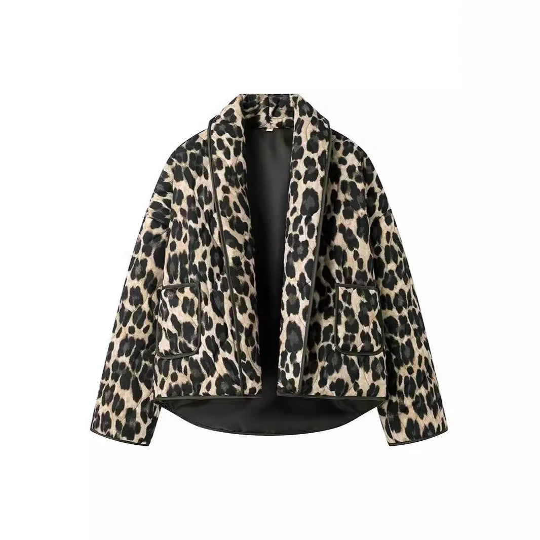 Damen Steppjacke im eleganten Leopardenmuster Drune