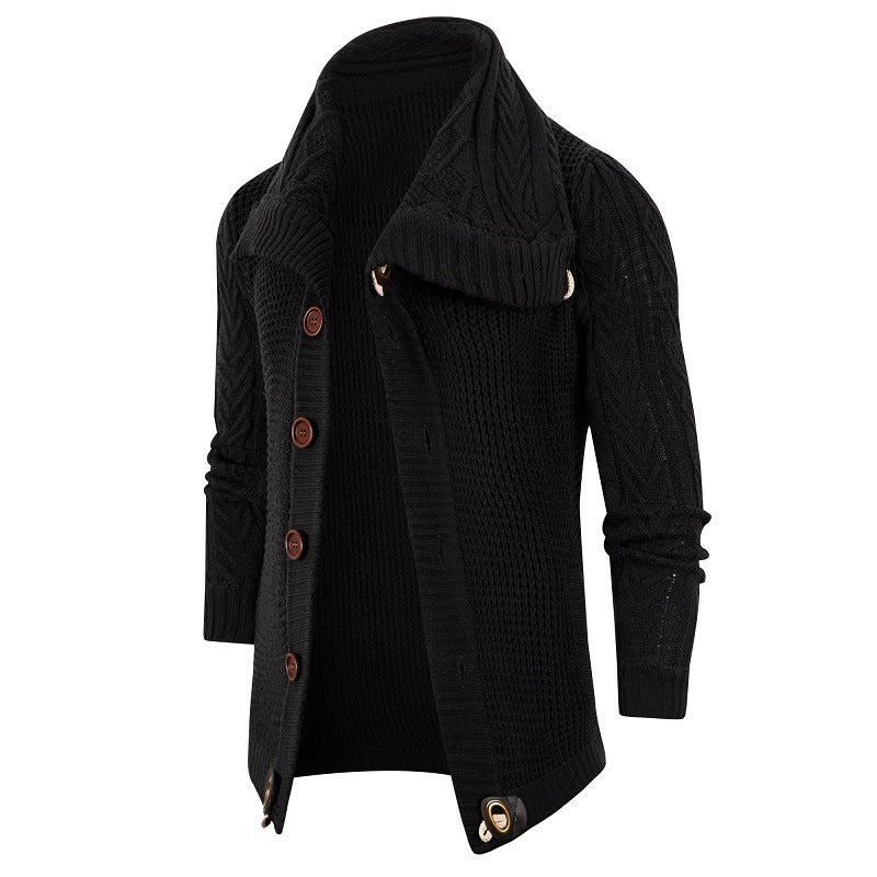 Herren Grobstrick Strickjacke mit umschlagbarem Halsausschnitt Drune