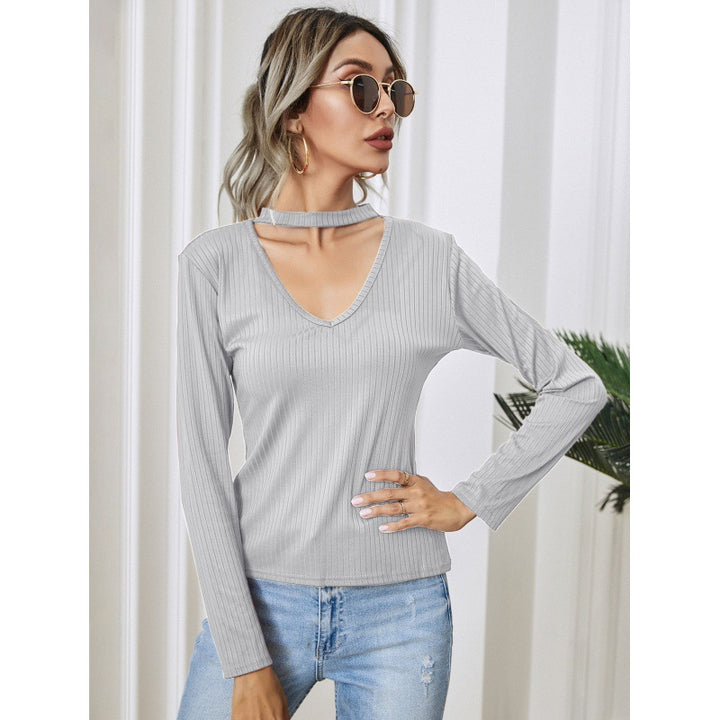 Damen Langarm Bodysuit mit tiefem V-Ausschnitt und schmalem Schnitt Drune
