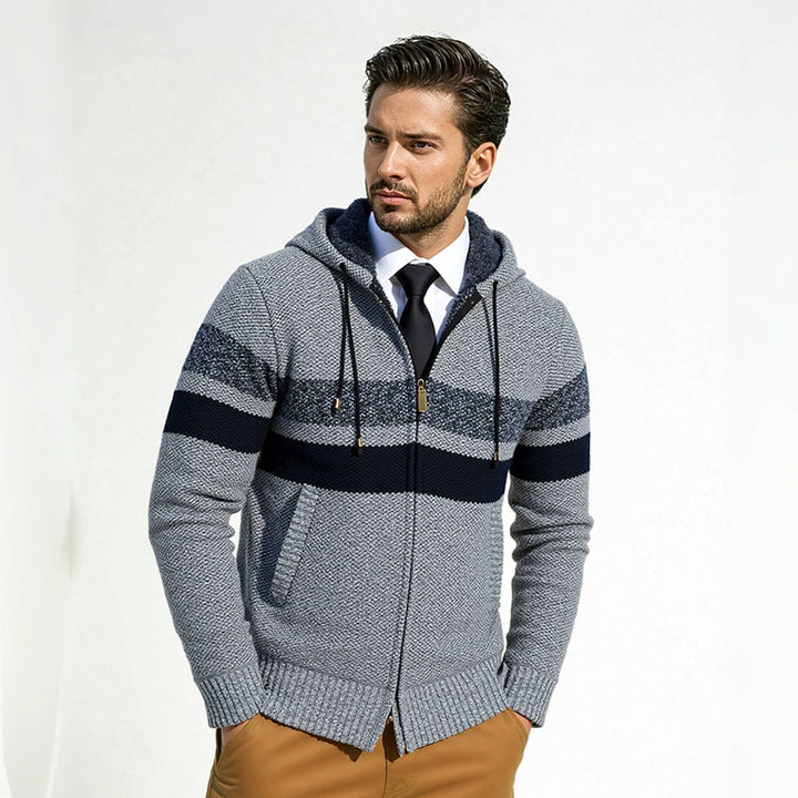 Herren Strickjacke mit modernem Kordelzug und stilvollem Muster Drune