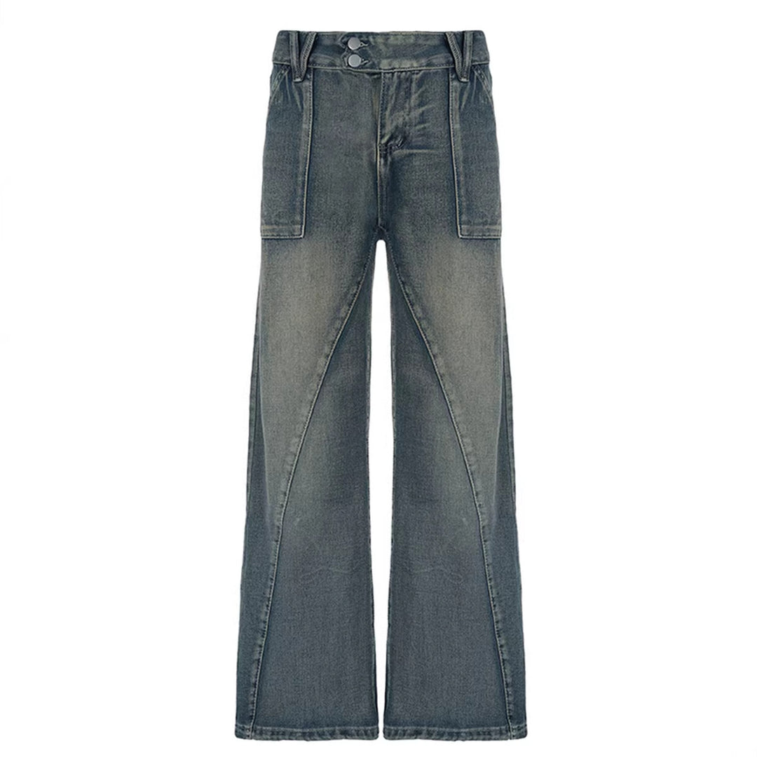 Damen weite Jeans mit lässigem Schnitt und einzigartigem Design Drune