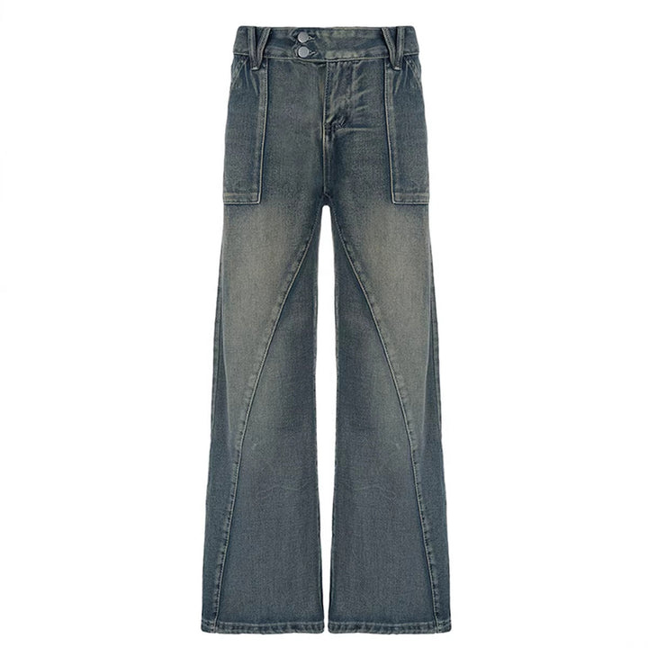 Damen weite Jeans mit lässigem Schnitt und einzigartigem Design Drune