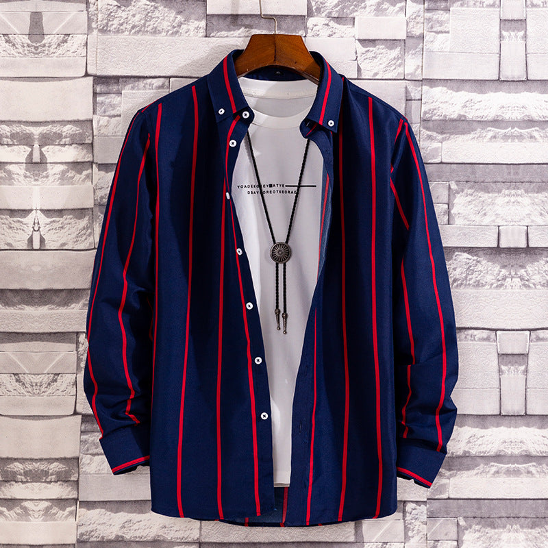 Herren nan lässige Hemdjacke aus leichter Baumwollmischung mit Button-Down-Kragen Drune