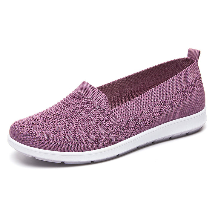 Damen nan nahtloser Strick-Slipper mit elastischem Einstieg und dämpfender EVA-Laufsohle Drune