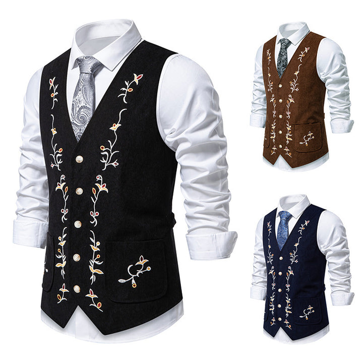 Herren elegante Weste mit floralem Stickdesign Drune