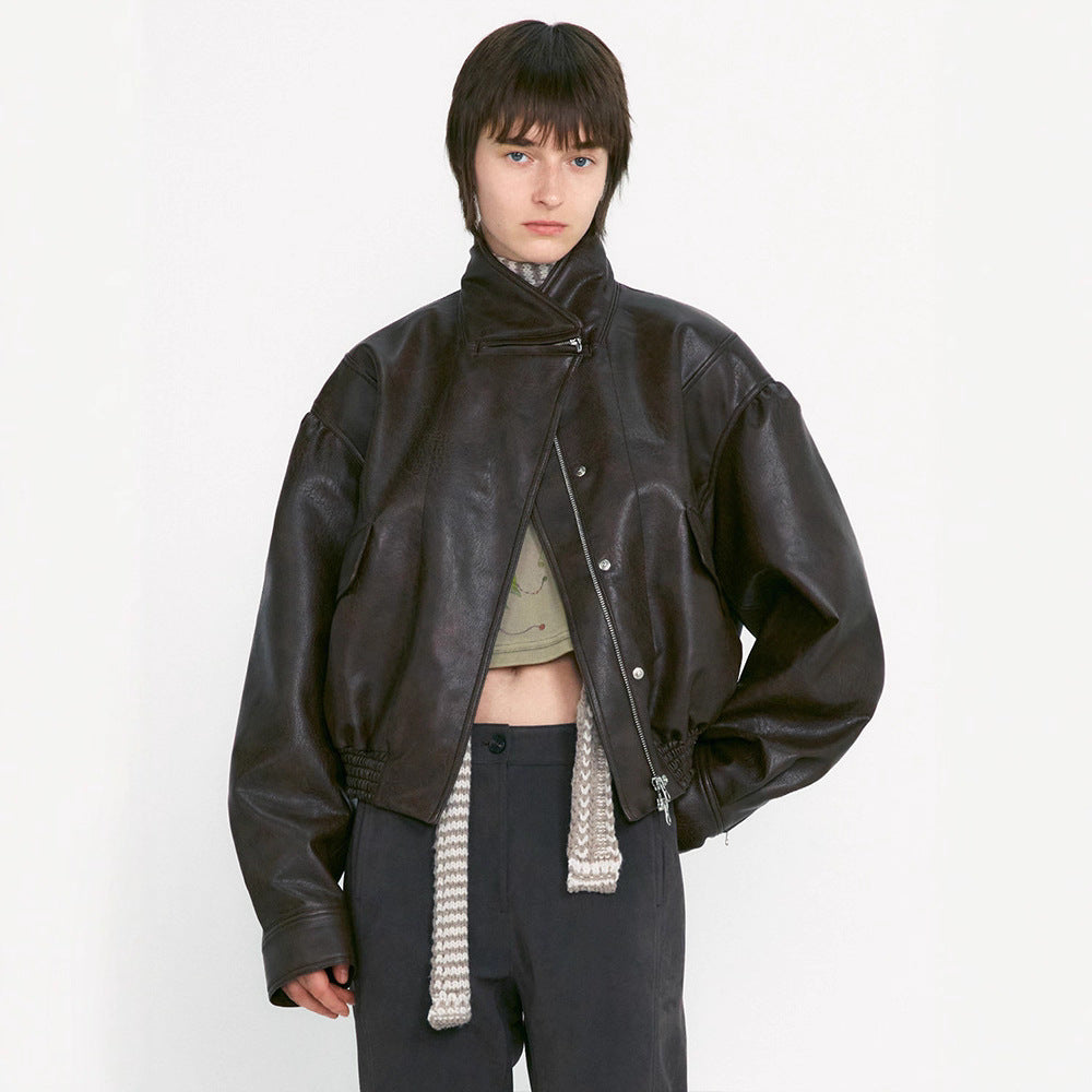 Damen Lederjacke im oversized Schnitt mit praktischen Taschen Drune
