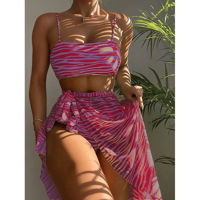 Damen Zweiteiliges Bikini-Set mit asymmetrischem Rock Drune
