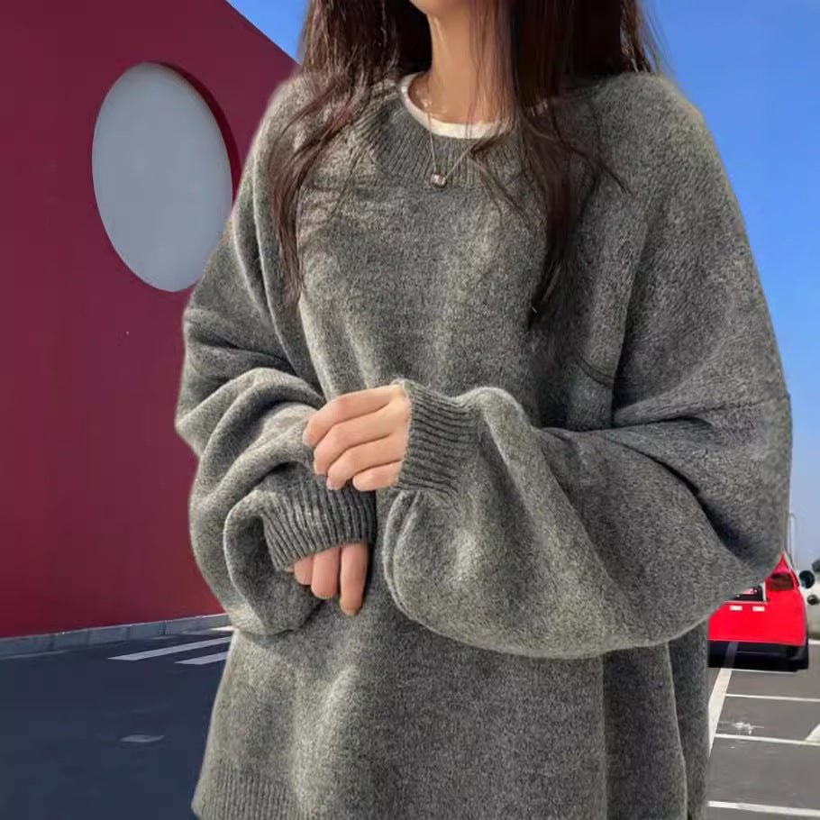 Damen Oversized Strickpullover mit eleganten Puffärmeln und modernem Design Drune