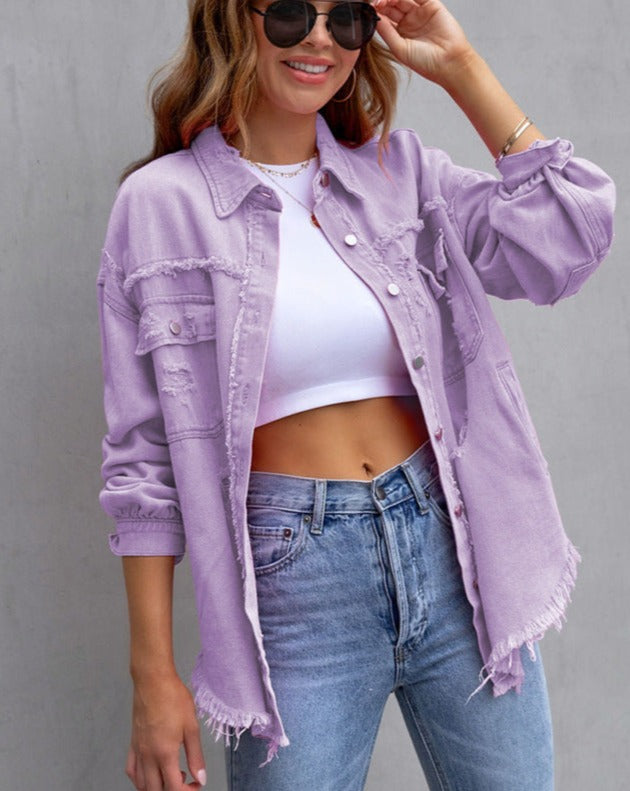 Drune | Ripped Übergrösse Denimjacke