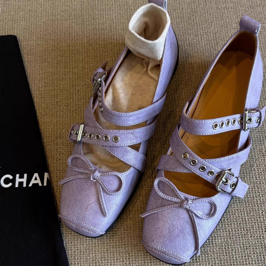 Damen Ballerinas mit dekorativem Riemendesign und raffinierter Faltengestaltung Drune
