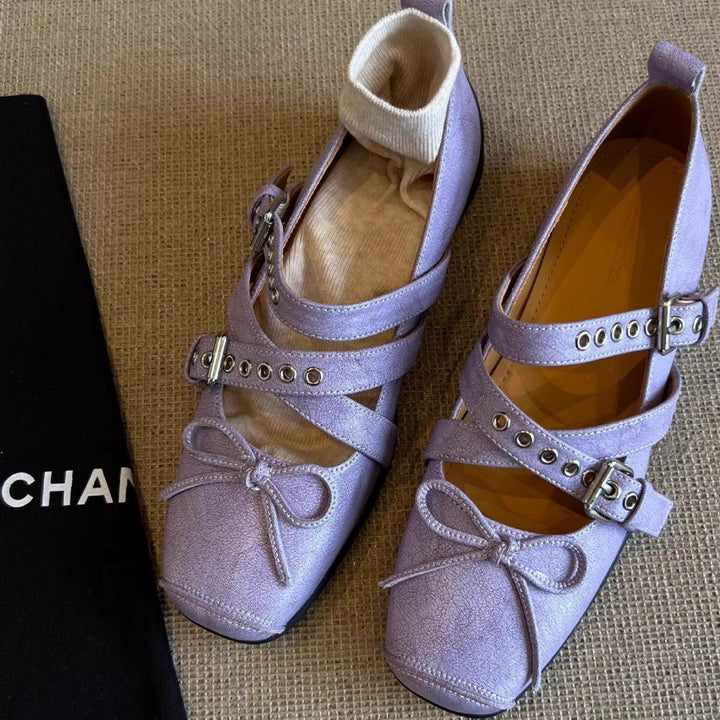 Damen Ballerinas mit dekorativem Riemendesign und raffinierter Faltengestaltung Drune