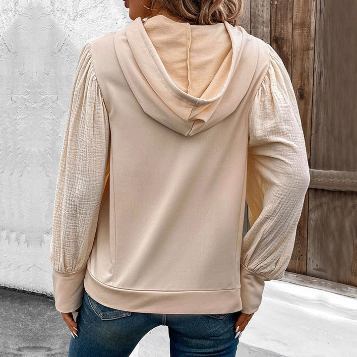 Damen modischer Kapuzenpullover mit eleganten Puffärmeln Drune