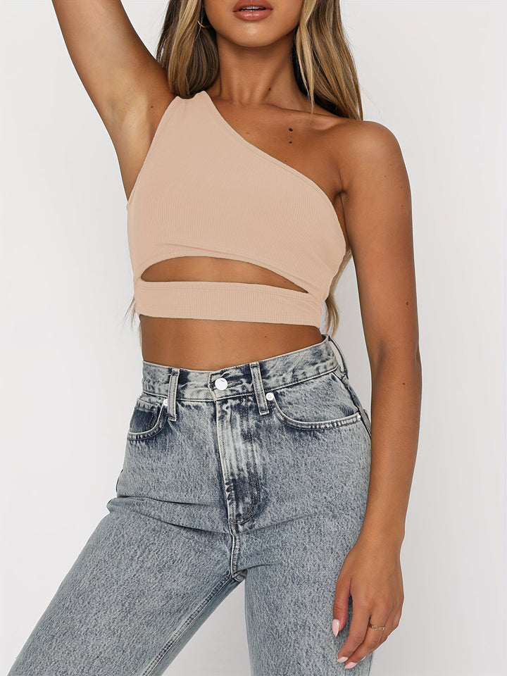 Damen Crop-Top mit asymmetrischem Design und Cut-Out-Details Drune