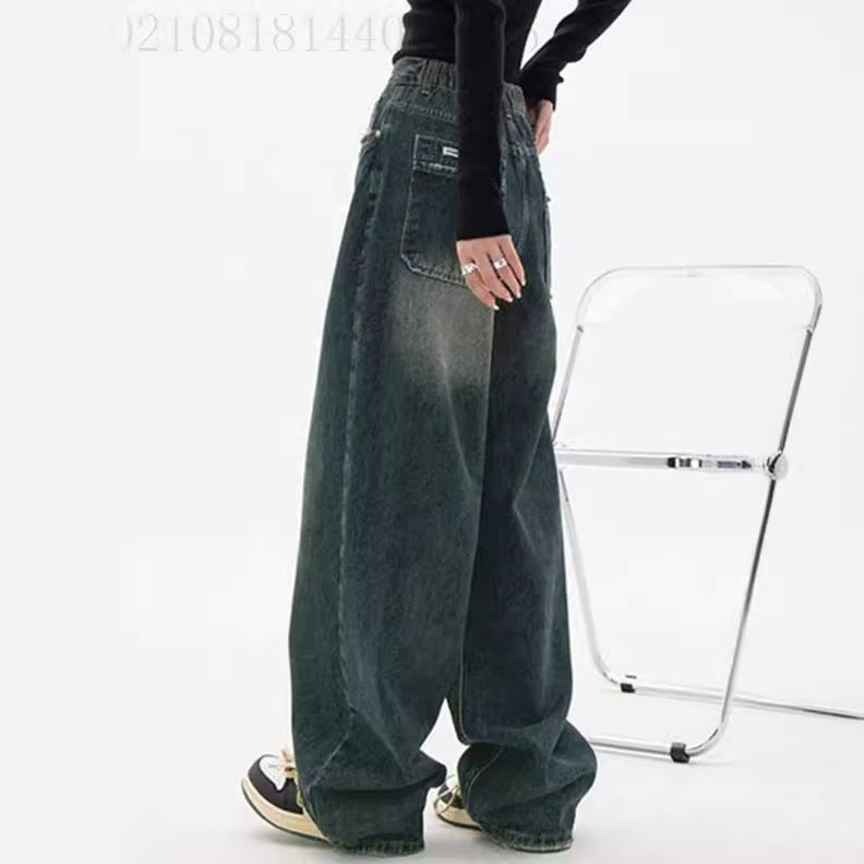 Damen weite High-Waist Jeans Drune