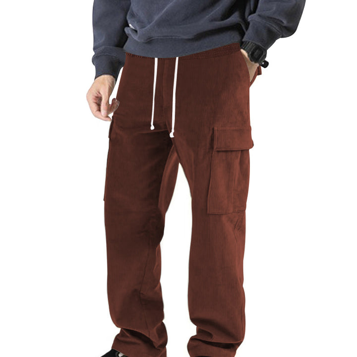 Herren nan Cord-Cargo-Jogginghose mit elastischem Komfortbund, Kordelzug und aufgesetzten Cargotaschen Drune