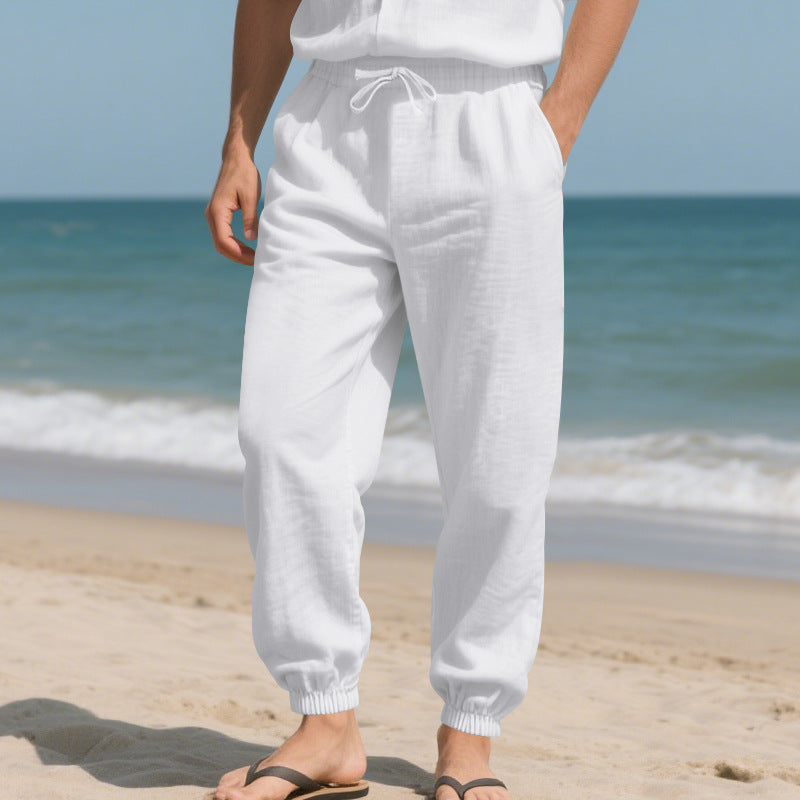 Herren lässige Strandhose mit elastischem Bund und praktischen seitlichen Taschen Drune