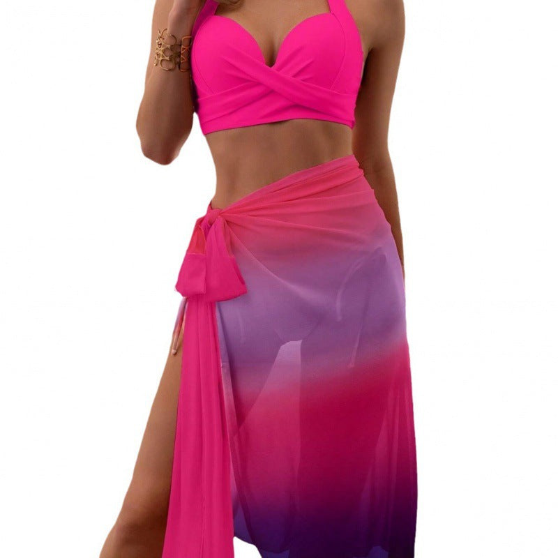 Damen Badeanzug-Set mit farbenfrohem Wickelrock und komfortablem Oberteil Drune