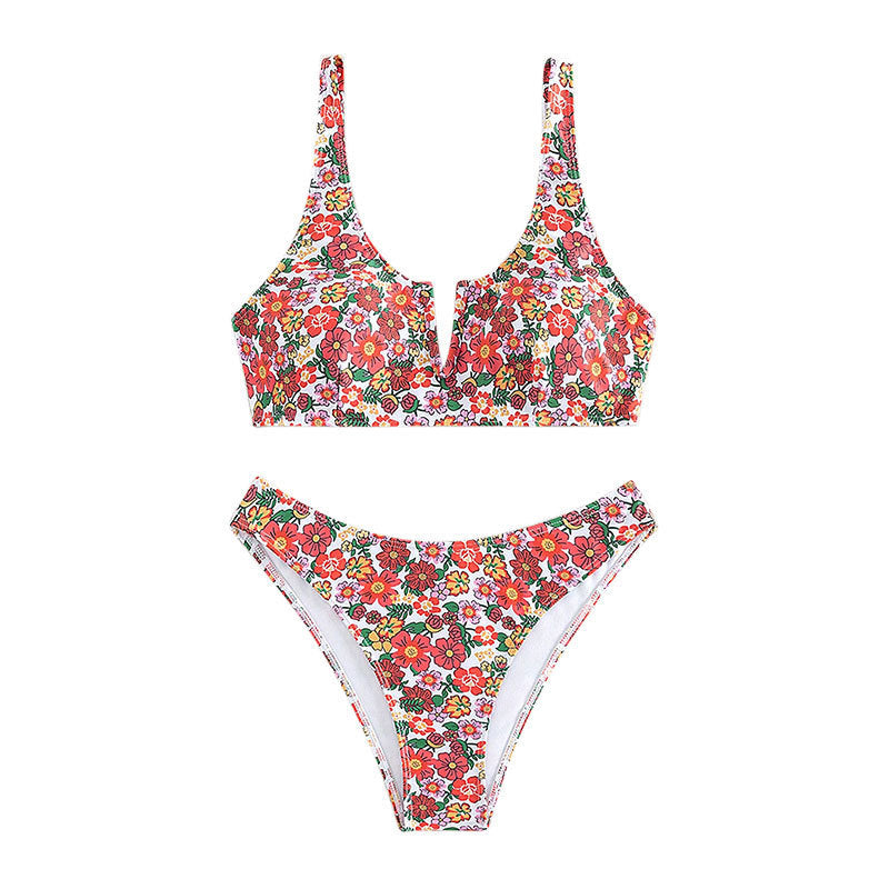 Damen Floral Design Bikini Drune