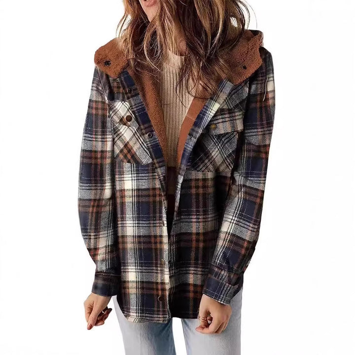 Damen Karierter Flanell-Jacke mit kuscheligem Innenfutter Drune