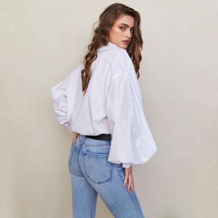 Damen Oversized Bluse mit ballonförmigen Ärmeln und komfortabler Passform Drune