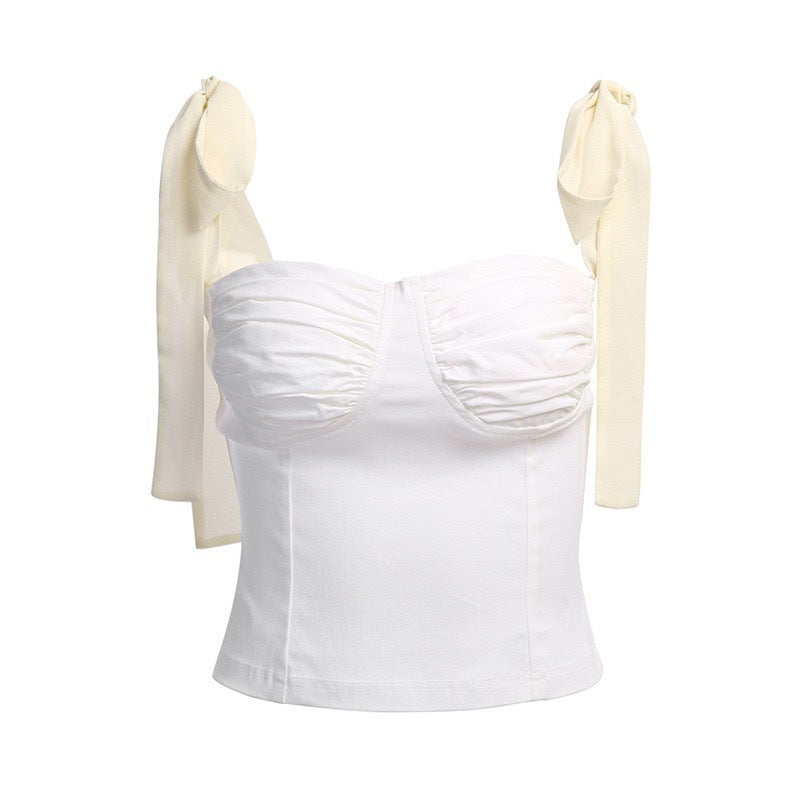 Damen Blusenoberteil mit raffinierten Trägern und eleganter Raffung Drune