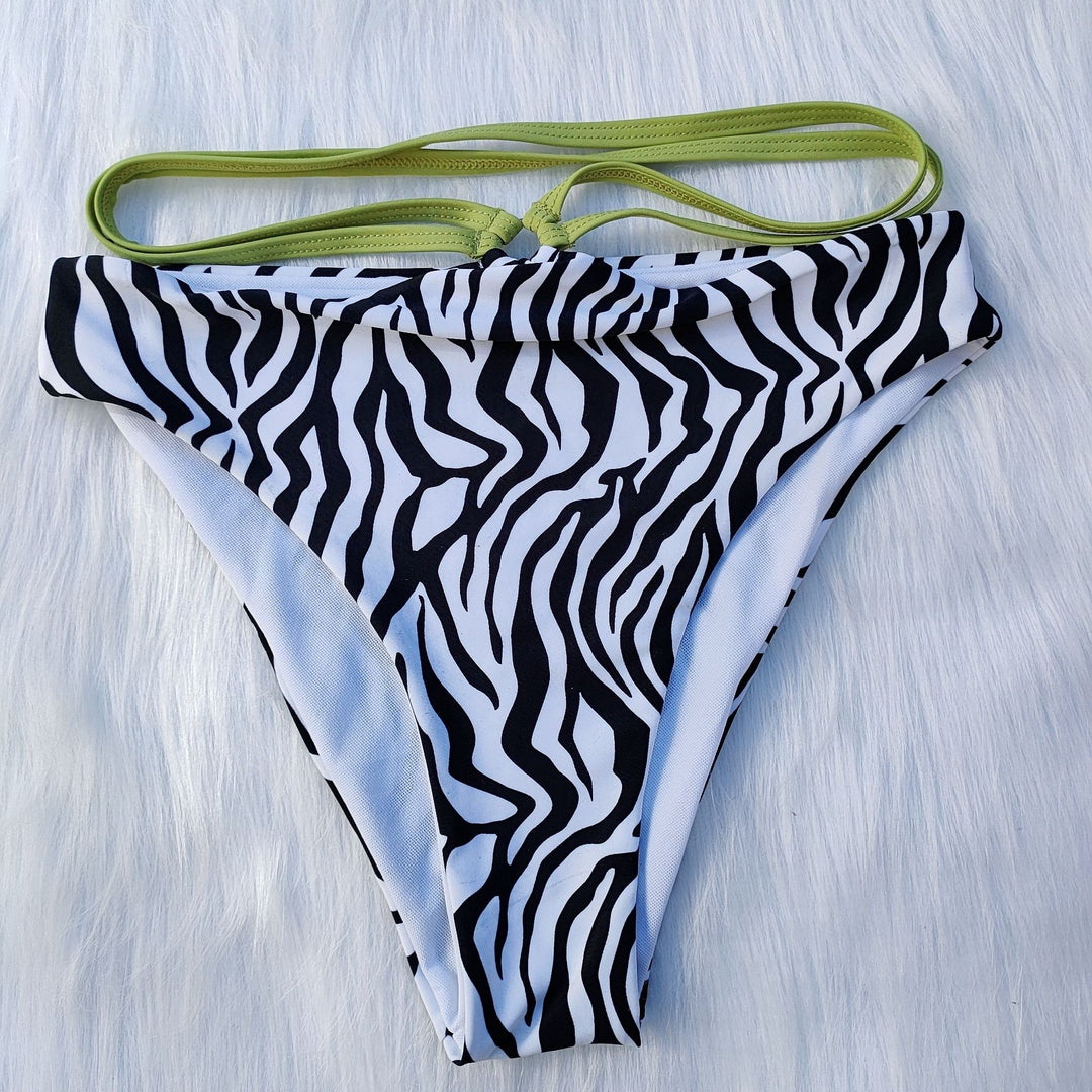 Damen Minimalistisches Triangel-Bikini-Set mit Zebramuster Drune