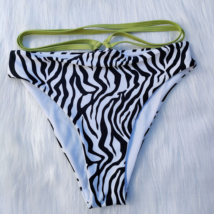 Damen Minimalistisches Triangel-Bikini-Set mit Zebramuster Drune