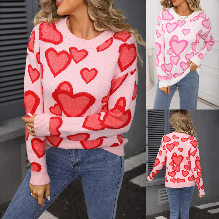 Damen Strickpullover mit Herzdesign und lockerem Schnitt Drune