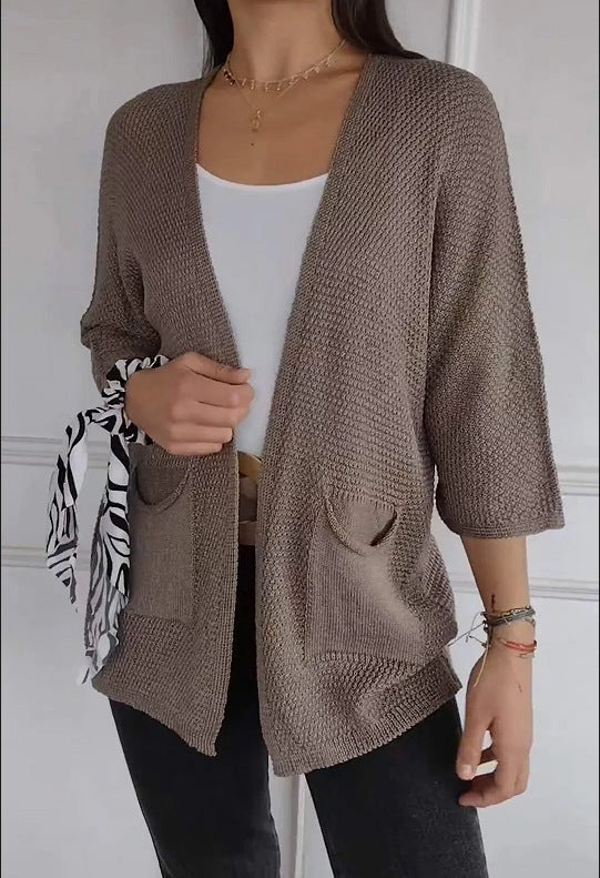 Damen lässige Strickjacke mit praktischen Taschen Drune