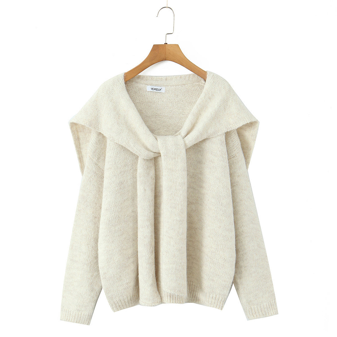 Damen trendiger Strickpullover mit weitem Kragen und lässigem Schnitt Drune
