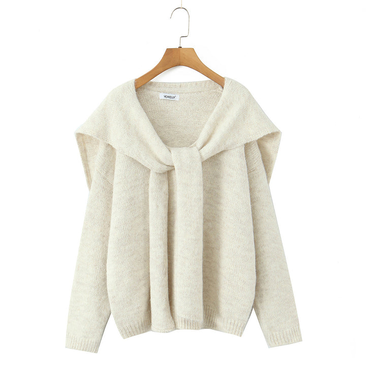 Damen trendiger Strickpullover mit weitem Kragen und lässigem Schnitt Drune