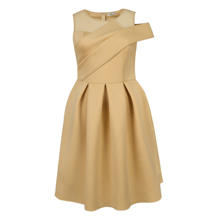 Damen Elegantes Cocktailkleid mit asymmetrischem Schnitt und transparenten Ärmeln Drune