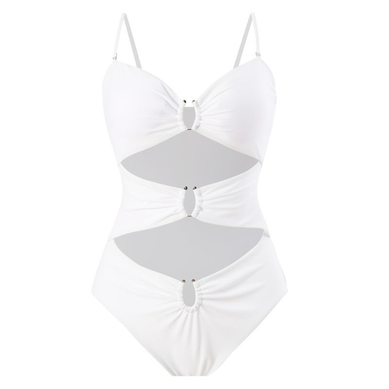 Damen Einteiler Badeanzug mit raffinierten Cut-Outs und stilvollem Wickeldetail Drune