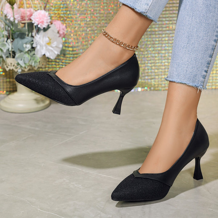 Damen nan spitze Pumps mit strukturierter Vorderkappe, geschwungener Pfennigabsatz und gepolstertem Komfortfußbett Drune