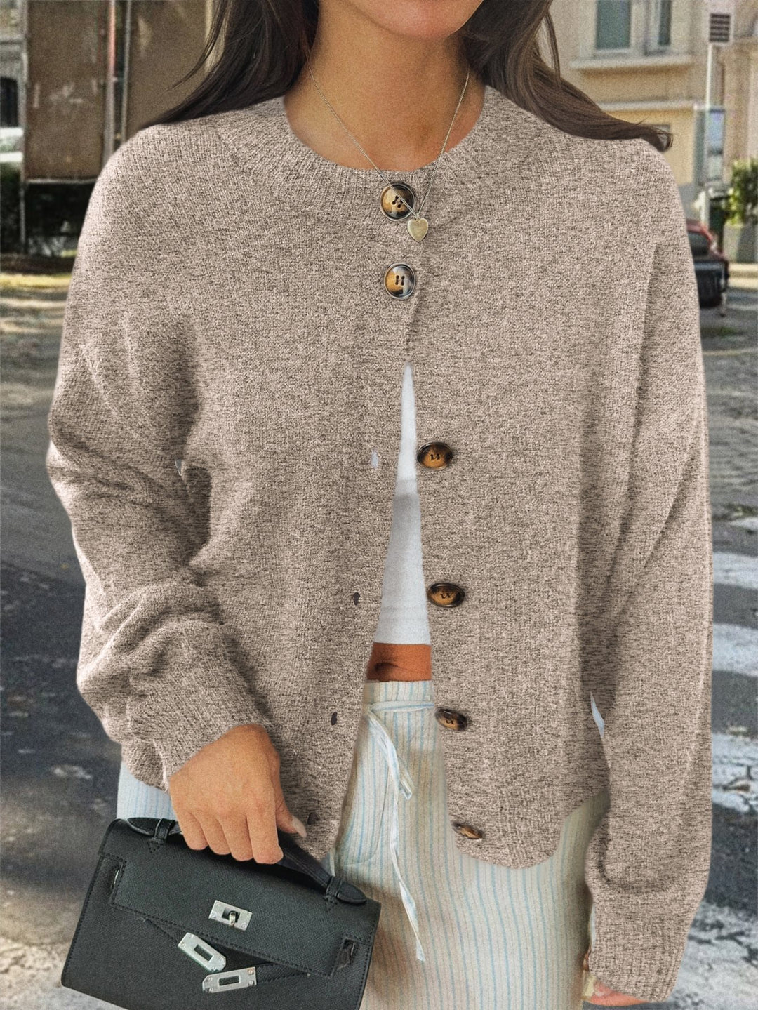 Damen Strickjacke mit Knopfdetails und lässigem Schnitt Drune