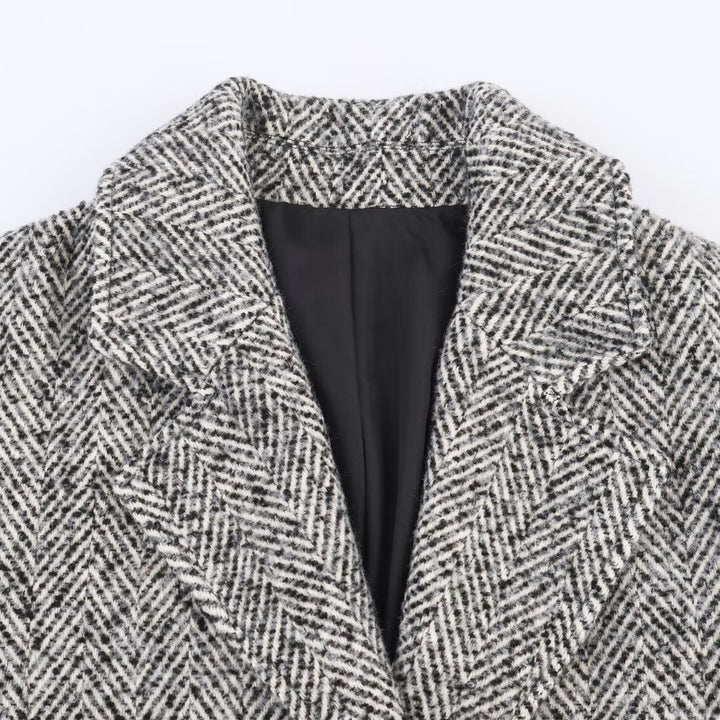 Damen klassische Oversized Wollmantel Drune