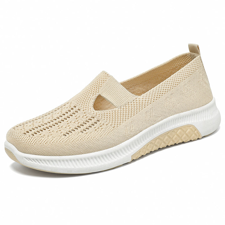 Damen nan elastischer Strick-Slipper mit perforiertem Atmungsnetz und dämpfender Leichtsohle Drune