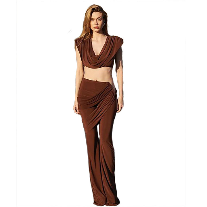 Damen Elegantes Ensemble mit fließendem Oberteil und weitem Bein Drune