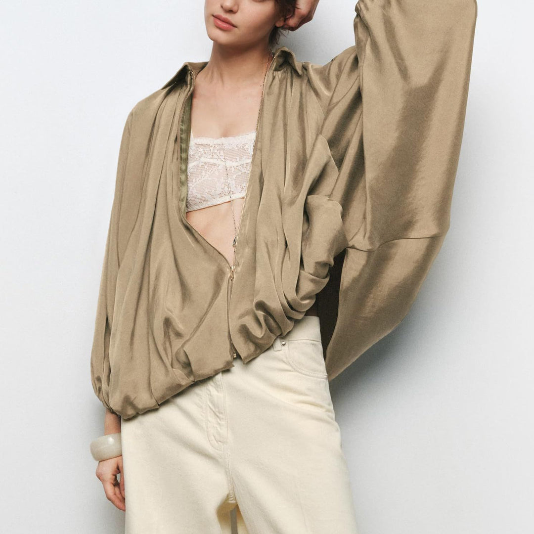 Damen leichte Oversized Seidenjacke Drune
