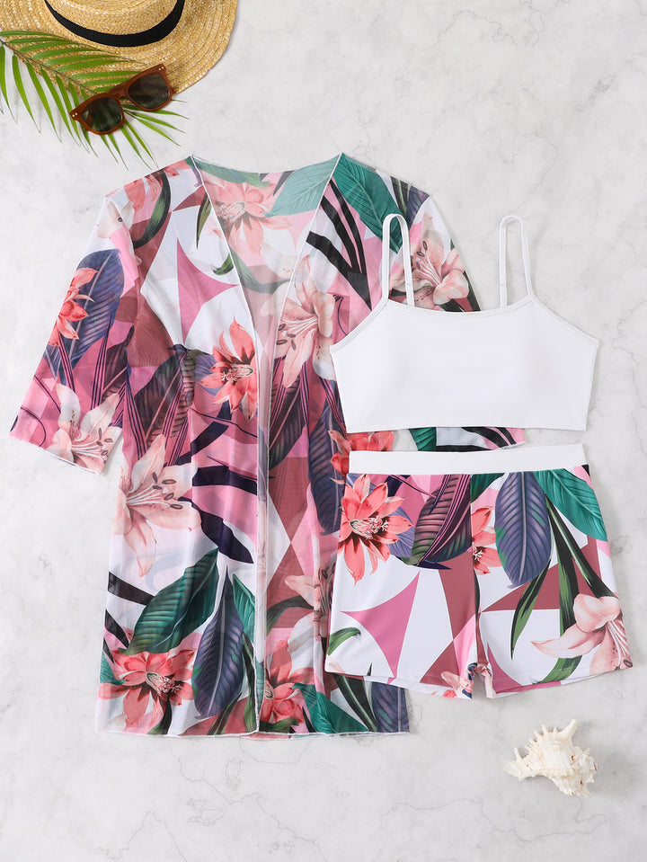 Damen Strandoutfit mit floralem Muster Drune